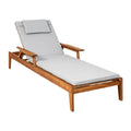 Luxe houten ligstoel met grijze bekleding