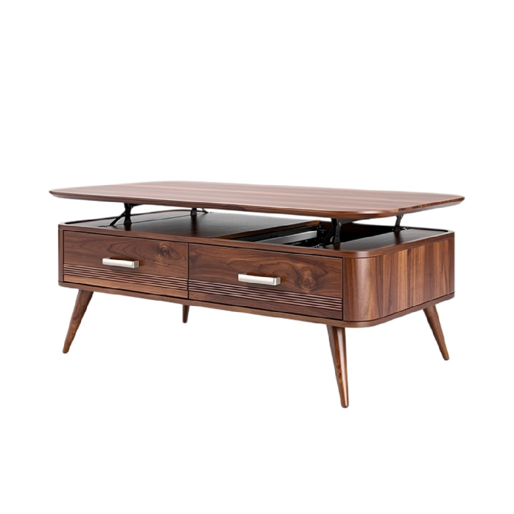 Koffietafel van Hout met Lade en Opklapbare Bovenkant